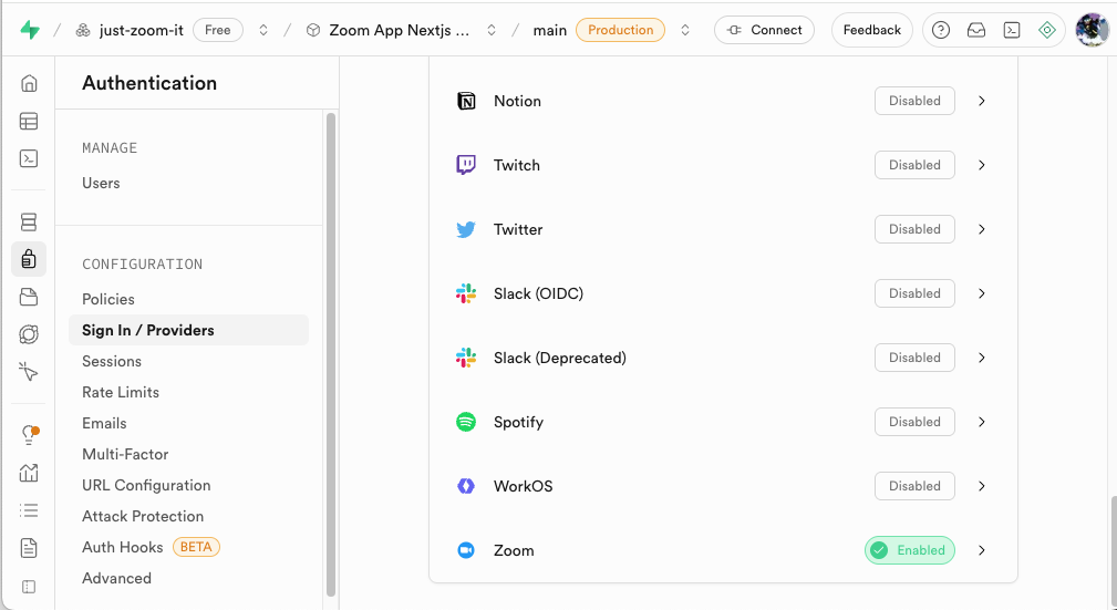 Configure authentication providers